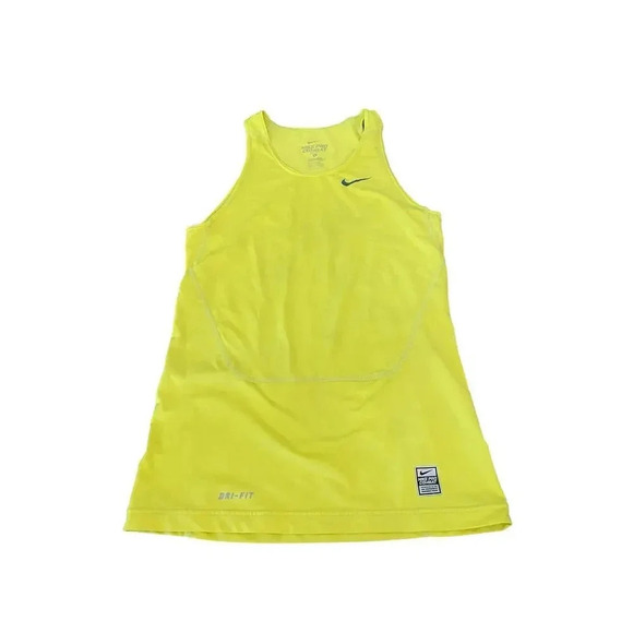 Nike Pro Combat Yellow Women's Sleeveless Crew Neck Tank Top Size Large - Picture 1 of 3